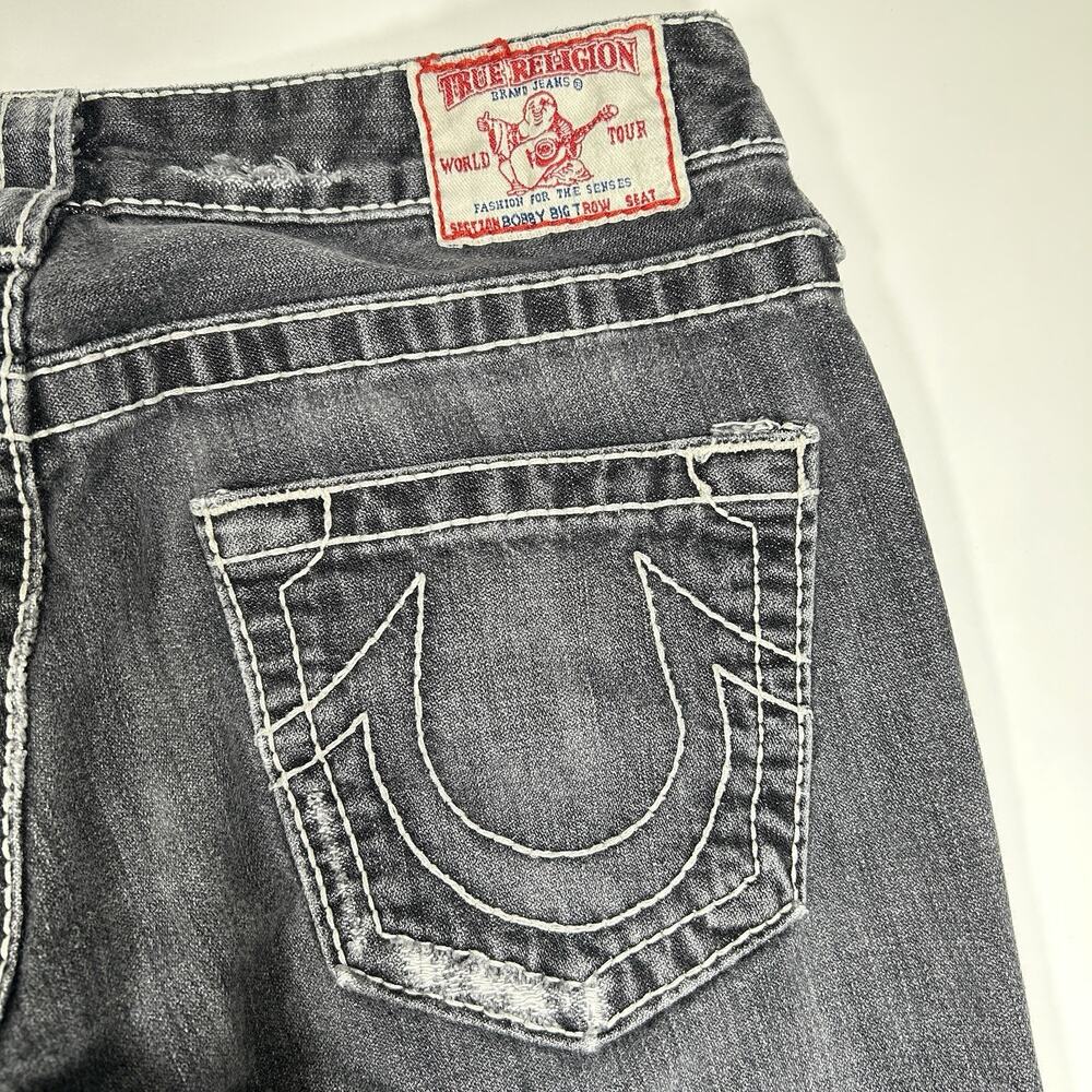 True Religion Bobby Big T Jeans Women’s 27x30 Black Flare Low Rise Y2K USA Made